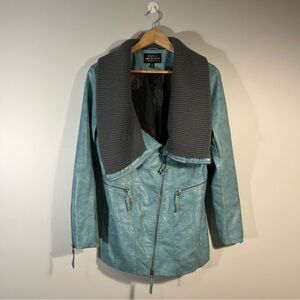 Montanaco Turquoise Faux Leather Jacket Size Medium